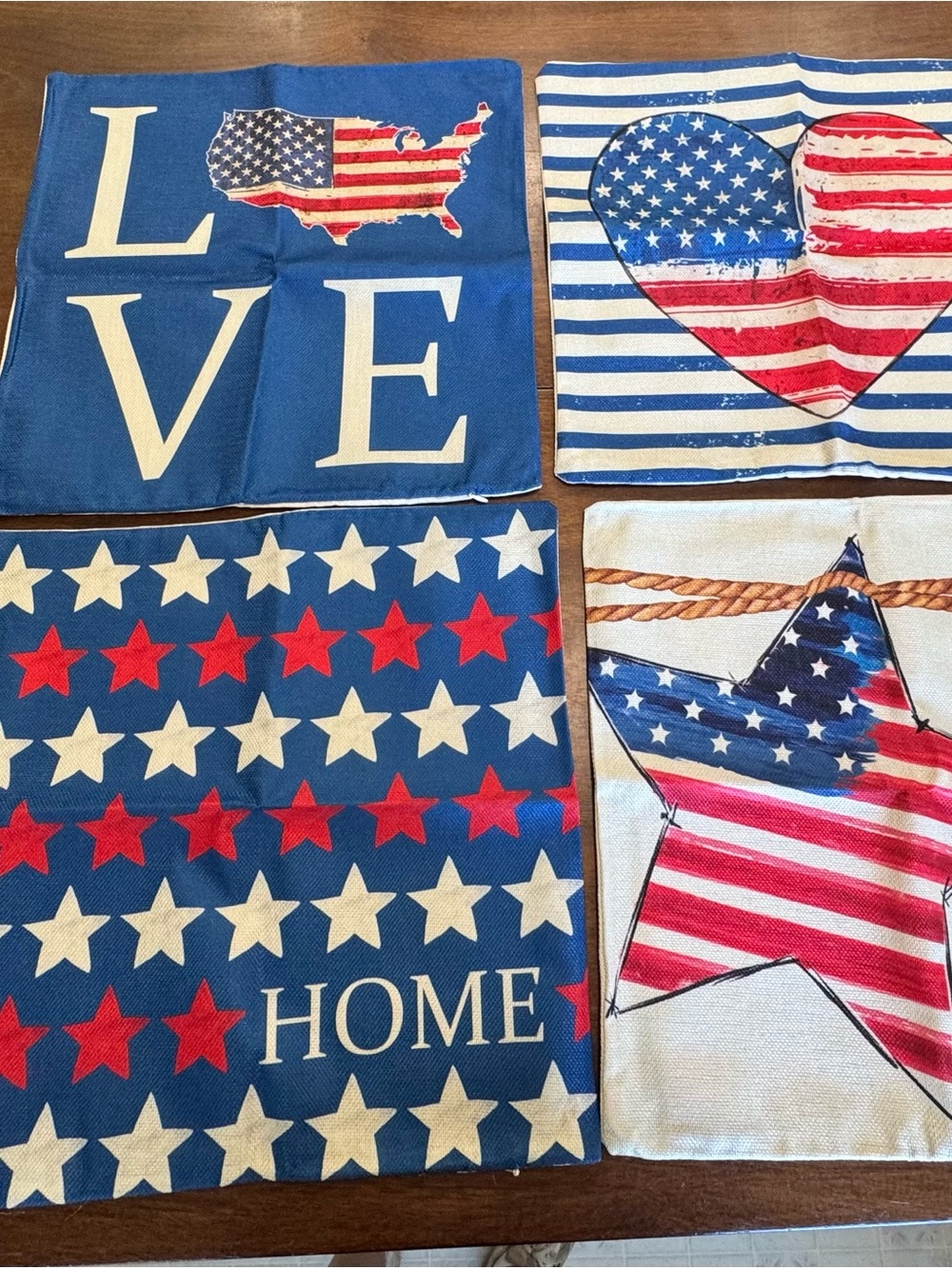 Patriotic Americana Decorative Throw Pillow Covers Set - Stars & Stripes